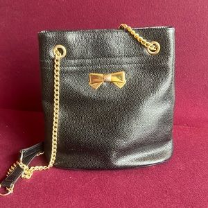 Nina Ricci Paris black leather bag with gold hardware